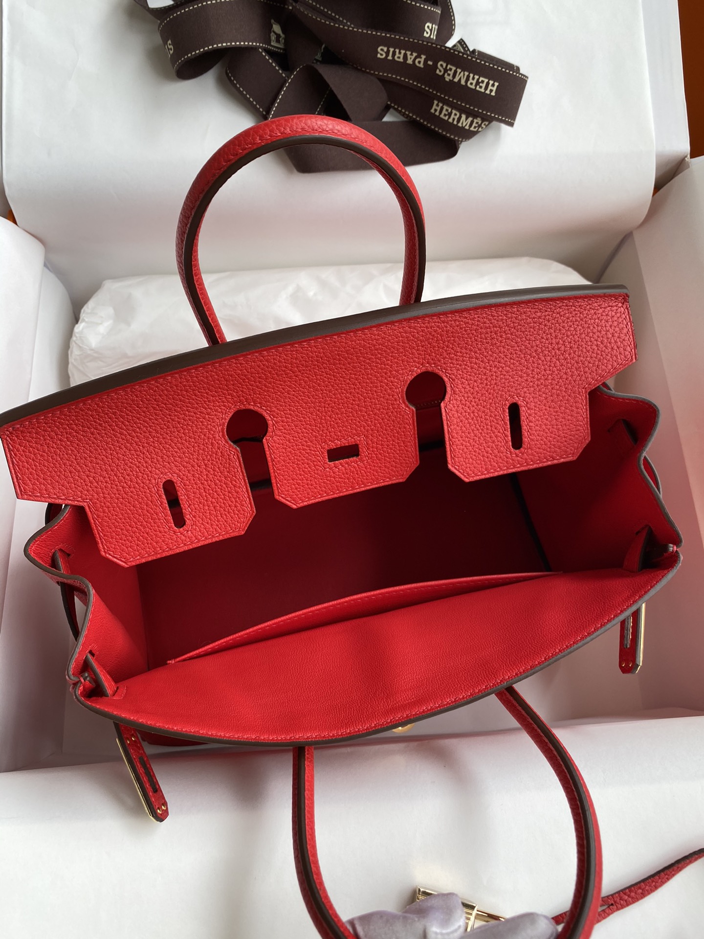 Hermes Birkin 25CM Togo Leather Handbag Red